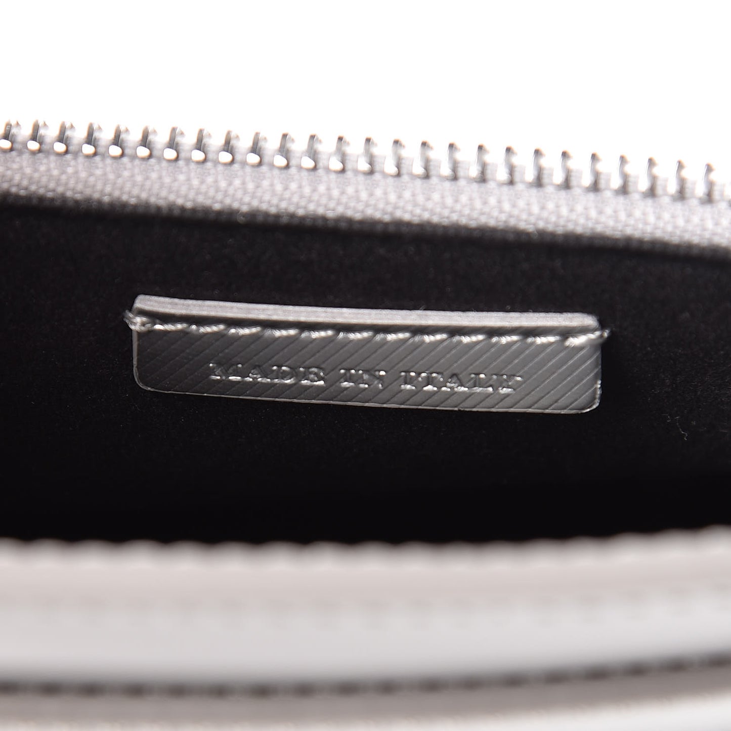 Metallic Trench Calfskin Medium Zip Lock Pouch Silver