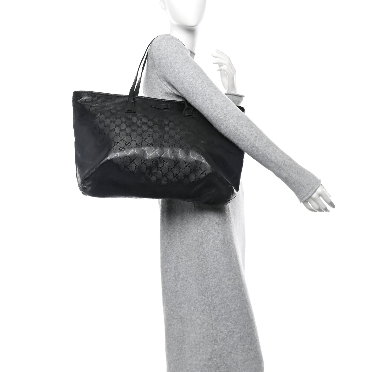 Imprime Monogram Large Zippered Shopping Tote Pewter