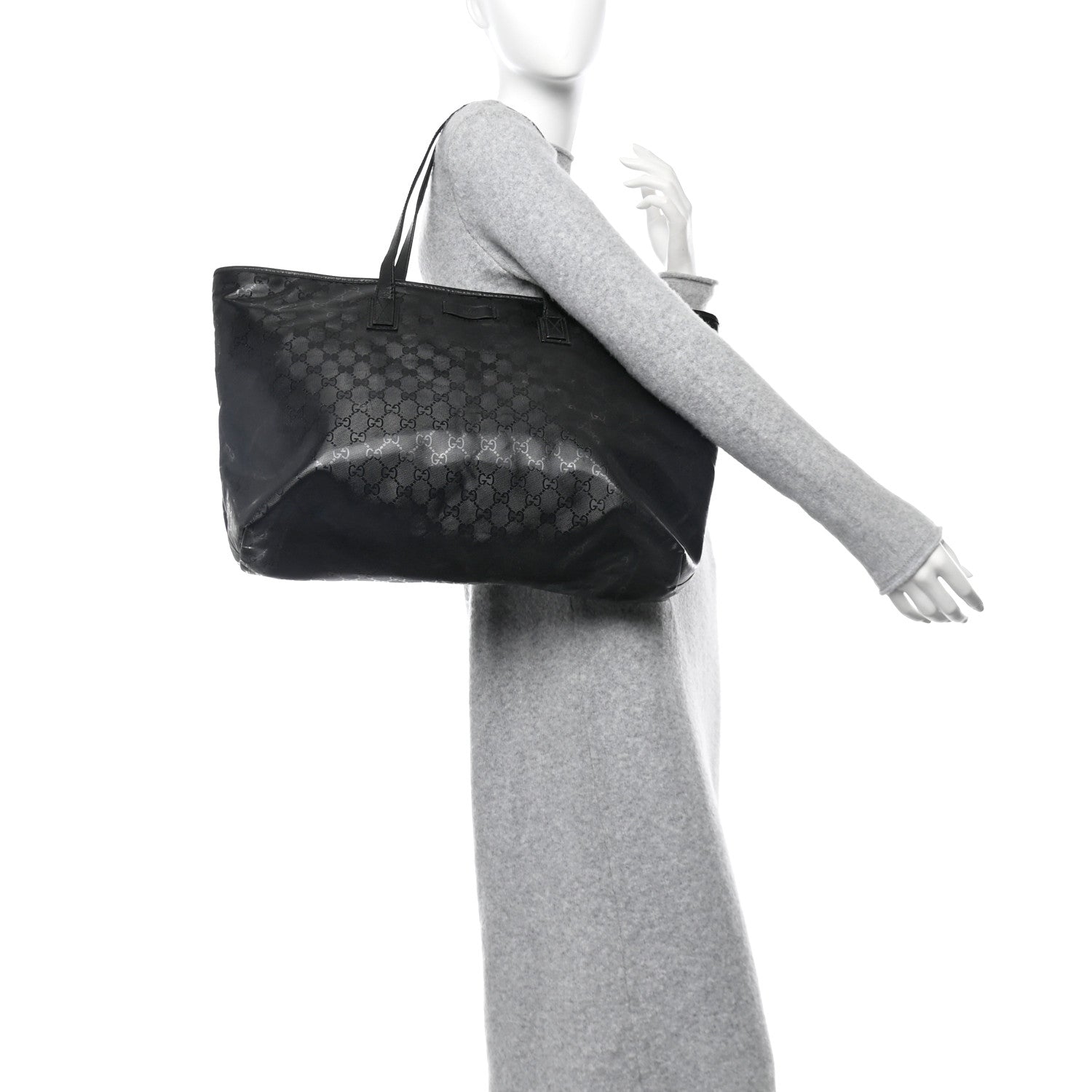 Gucci Imprime Monogram Large Zippered Shopping Tote Pewter 2 of 12