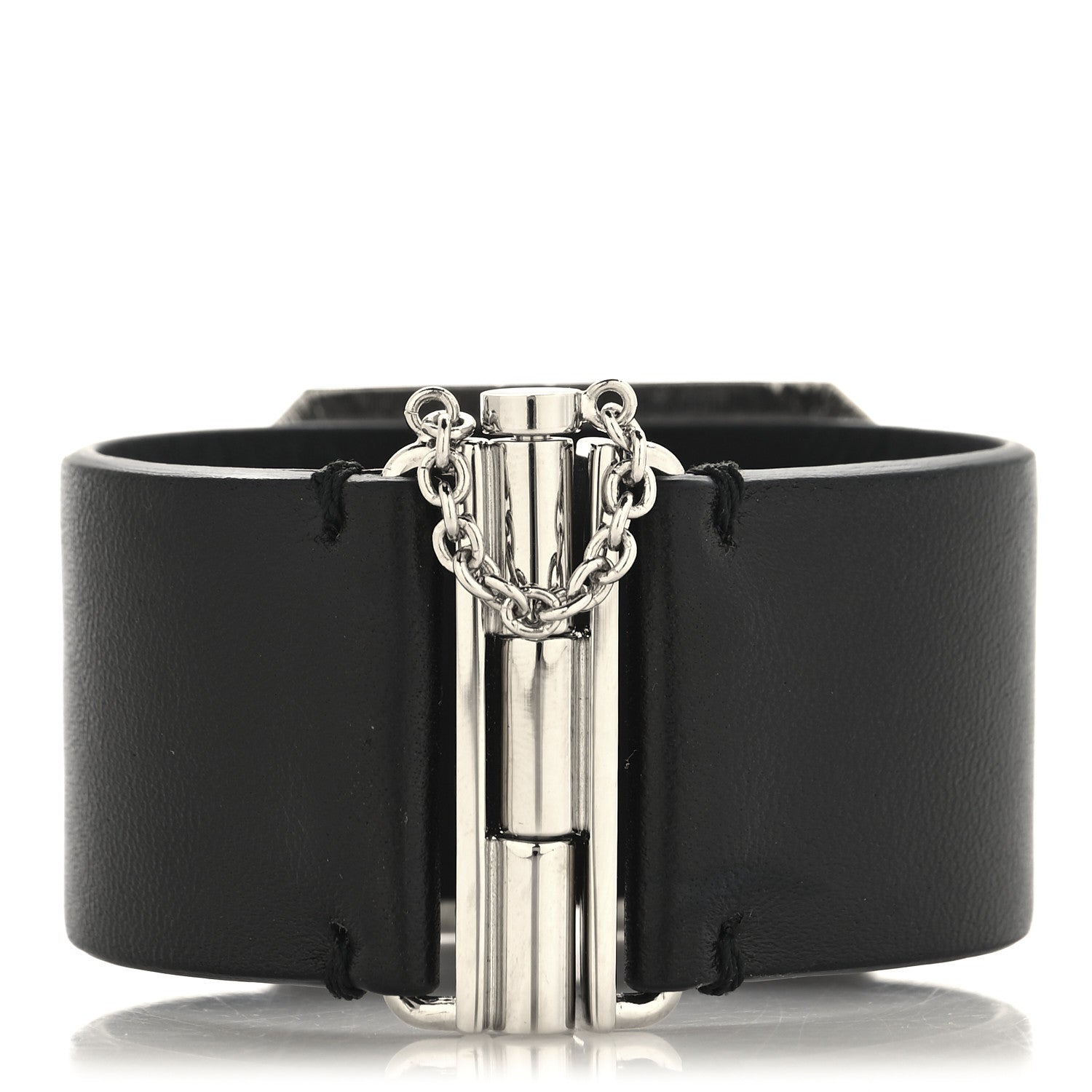 Chanel Calfskin Crystal CC Cuff Bracelet S Black 3 of 5