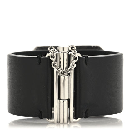 Chanel Calfskin Crystal CC Cuff Bracelet S Black 3 of 5