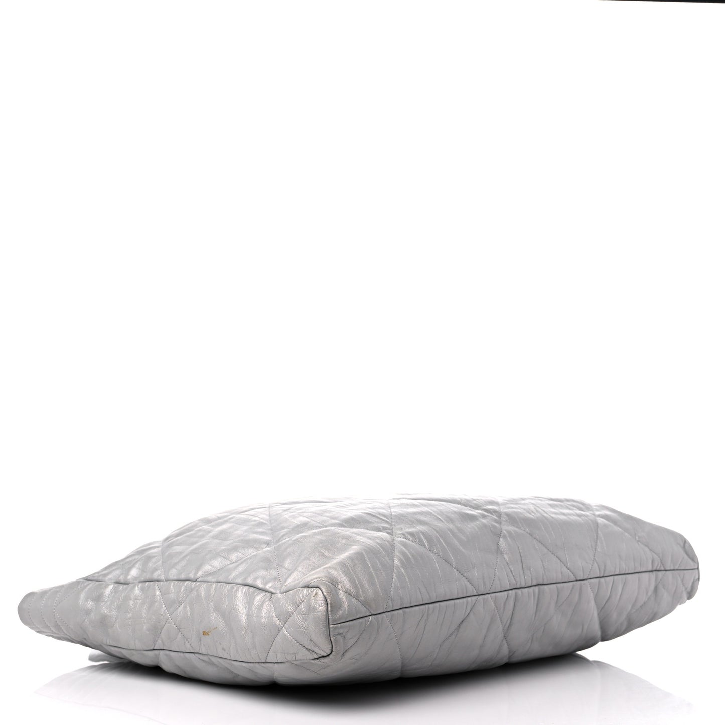 Iridescent Calfskin Quilted Ground Control Tote Silver