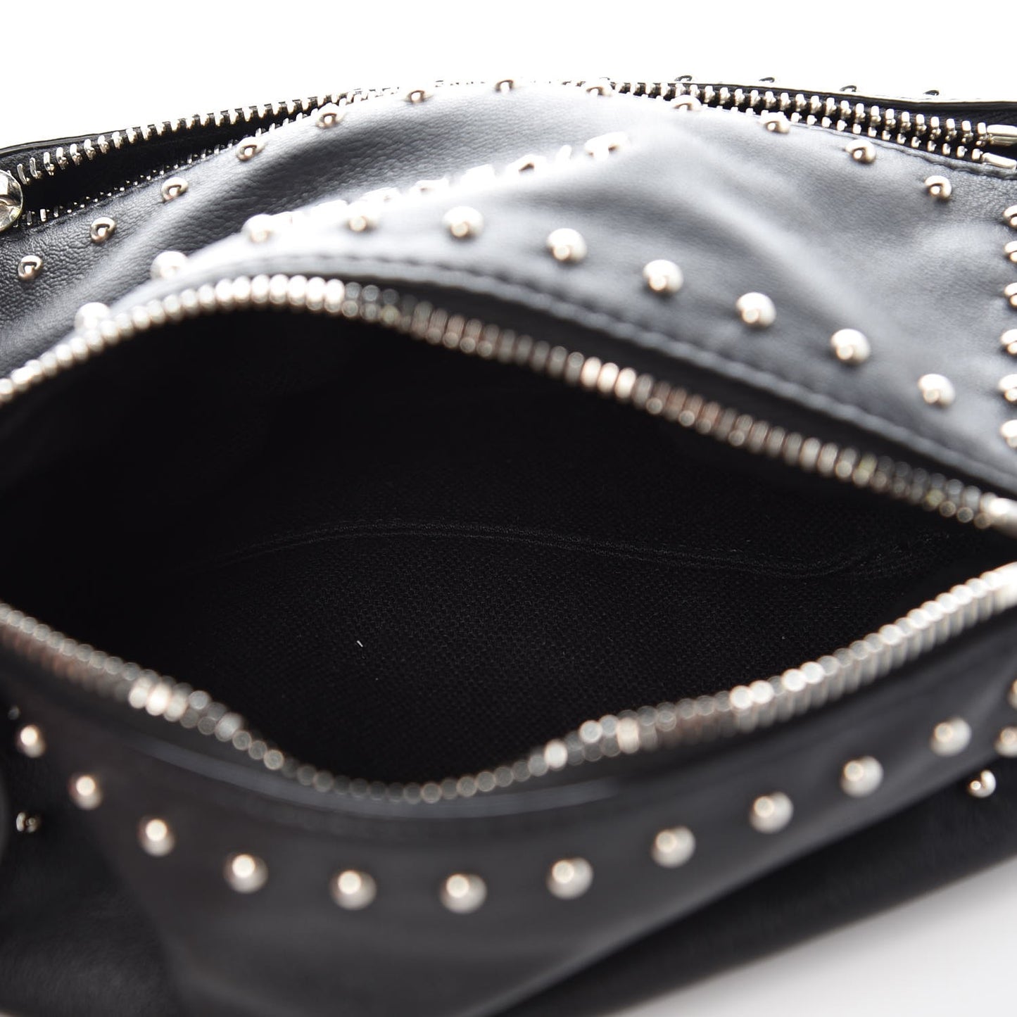 Calfskin Studded Pandora Wristlet Black