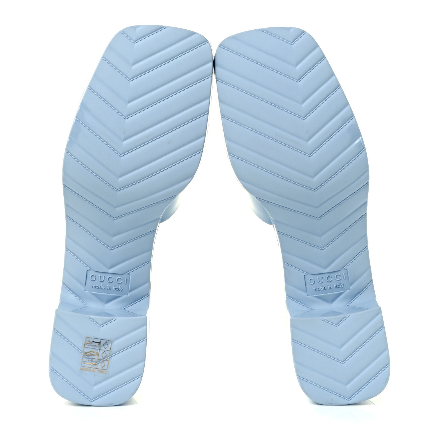 Gucci Rubber Gucci Logo Womens Platform 20/60mm Slide Sandals 38 Porcelain Light Blue 7 of 10