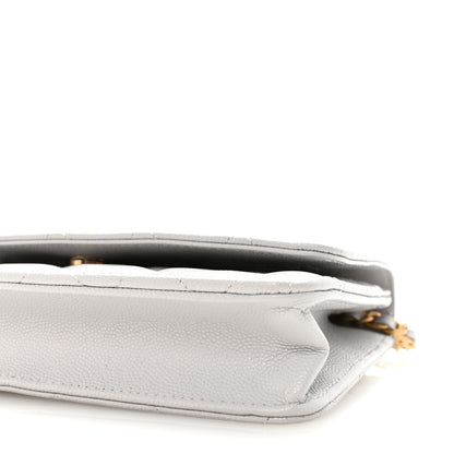 Chanel Caviar Quilted Textured CC Wallet on Chain WOC Grey 11 of 12