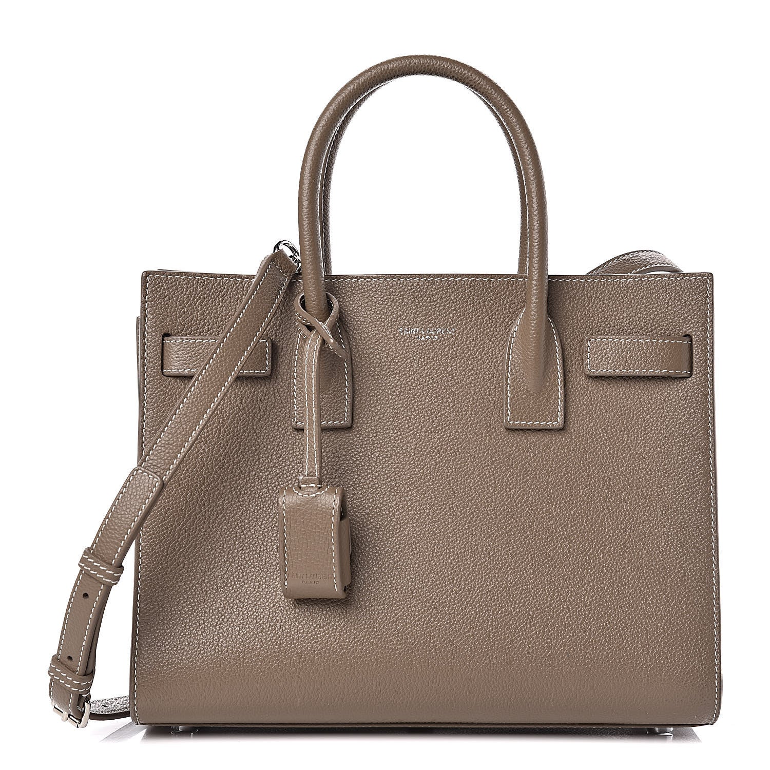 Saint Laurent Grained Calfskin Topstich Baby Sac De Jour Taupe 1 of 12