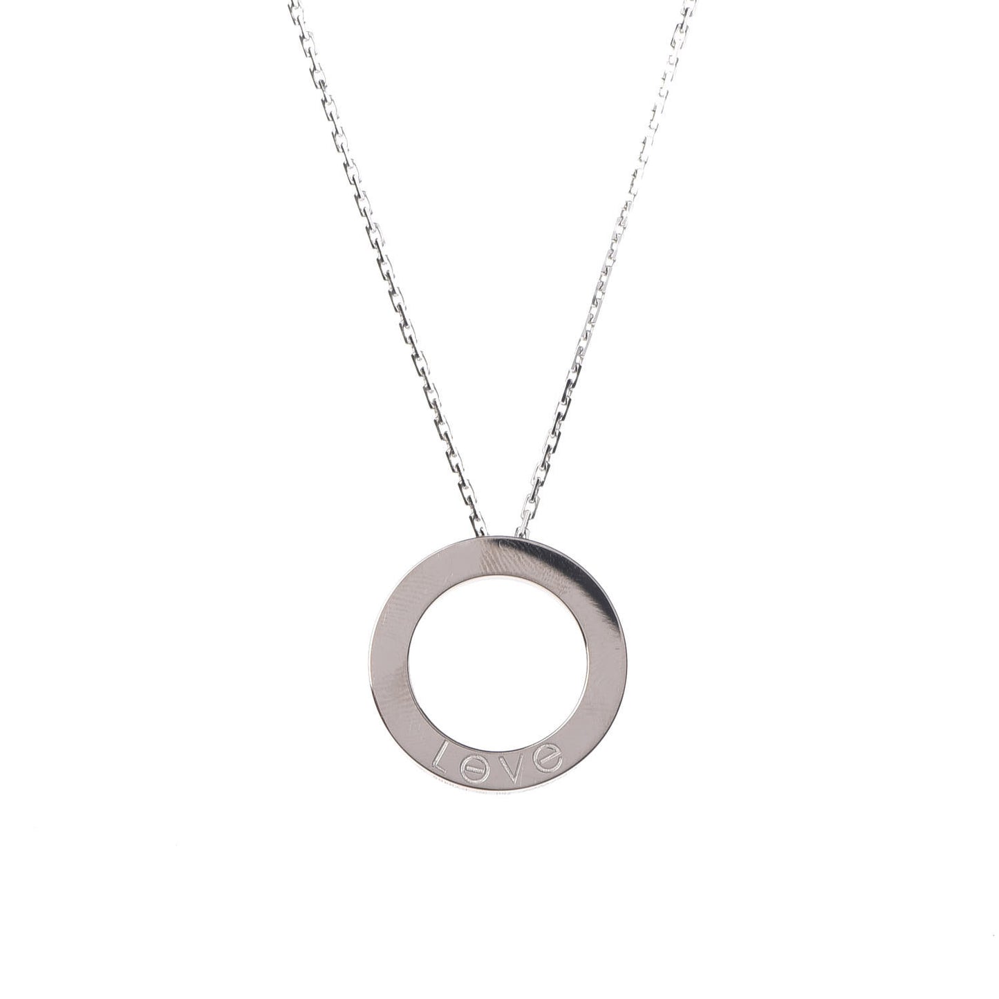 18K White Gold 3 Diamonds LOVE Pendant Necklace