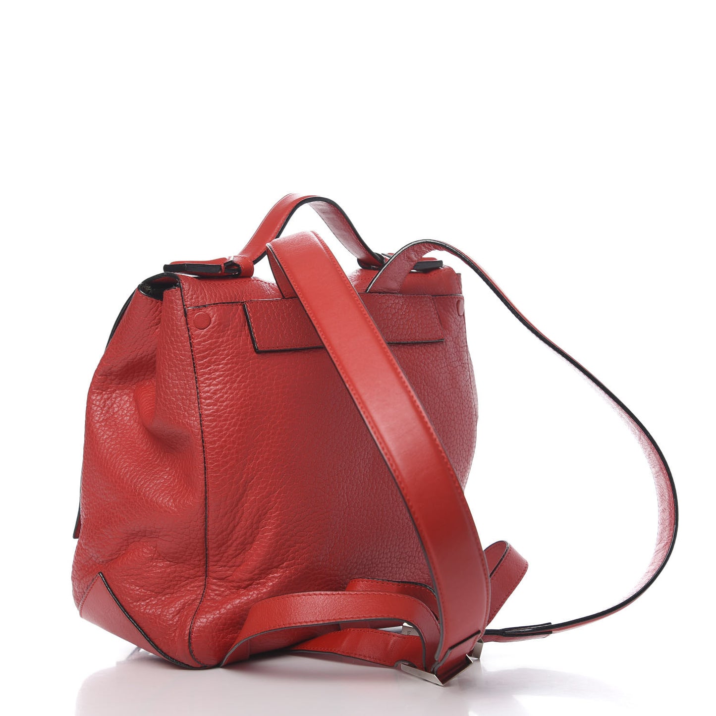 Pebbled Calfskin PS Courier Backpack Red