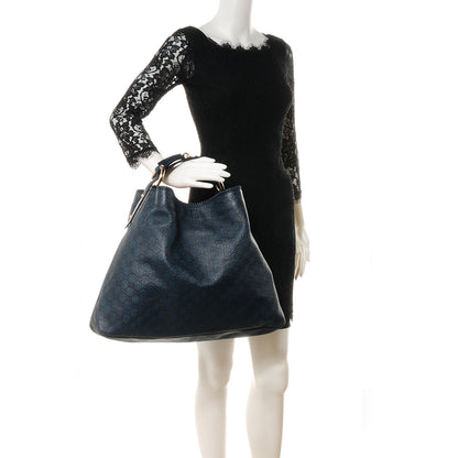 Gucci Guccissima Large Horsebit Chain Hobo Blue 2 of 7