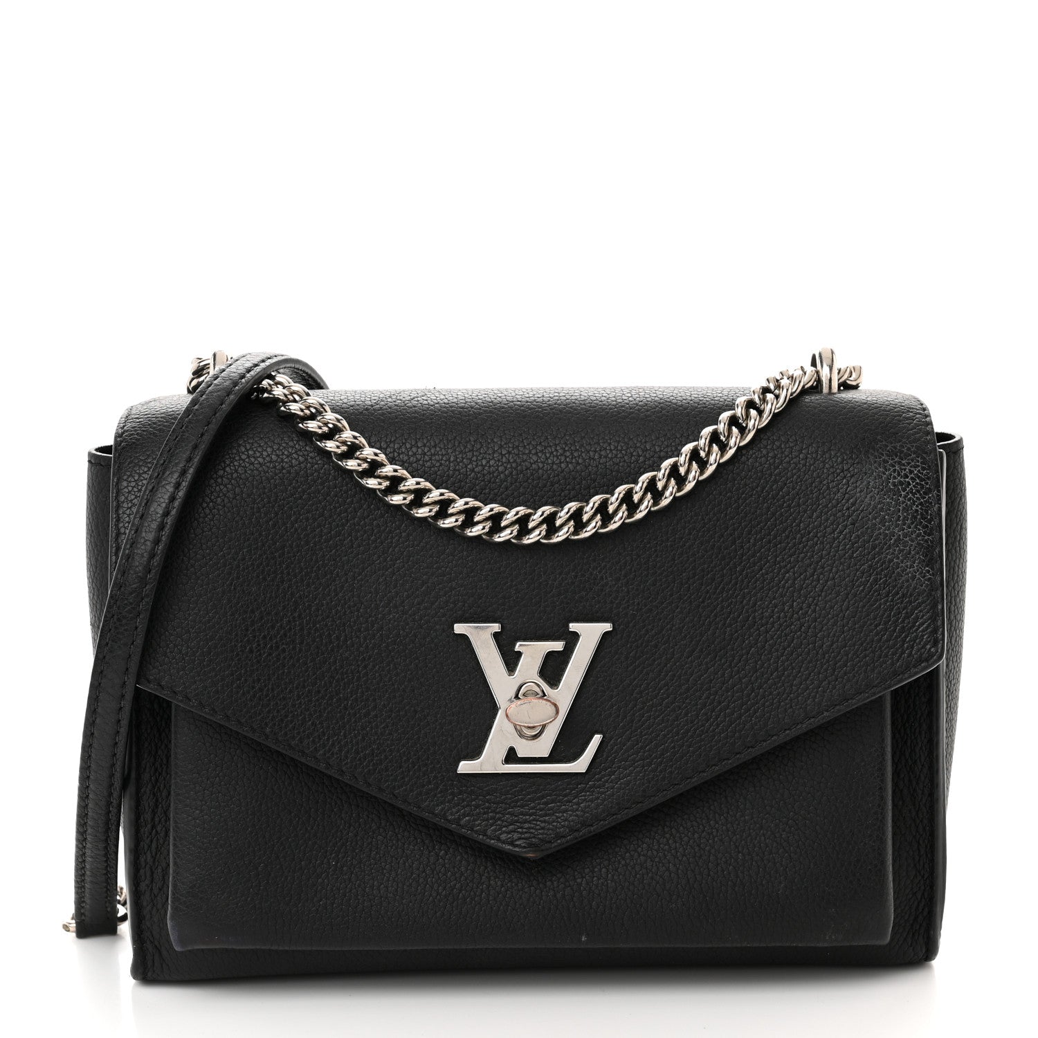 Louis Vuitton Soft Calfskin Mylockme Chain Bag BB Black 1 of 17