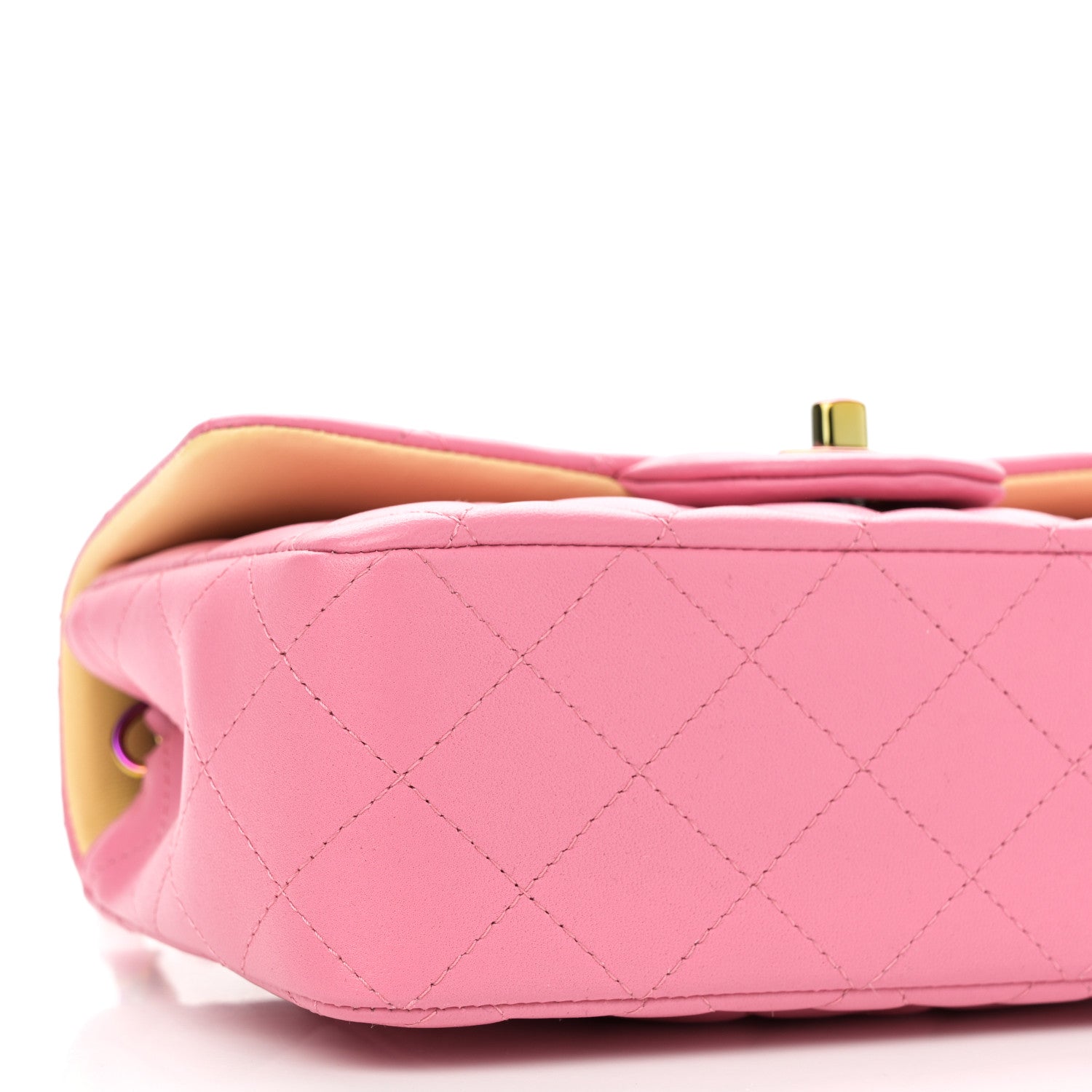 Chanel Lambskin Quilted Mini Rectangular Flap Pink Yellow 9 of 11