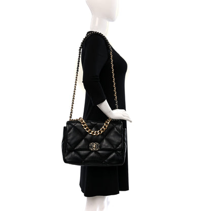 Chanel Goatskin Quilted Large Chanel 19 Flap Black 3 of 9