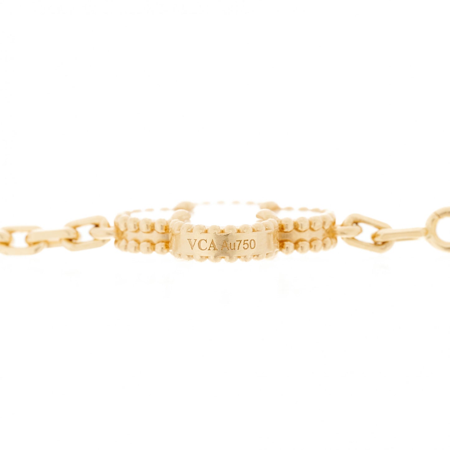 18K Yellow Gold Mother of Pearl 5 Motifs Vintage Alhambra Bracelet