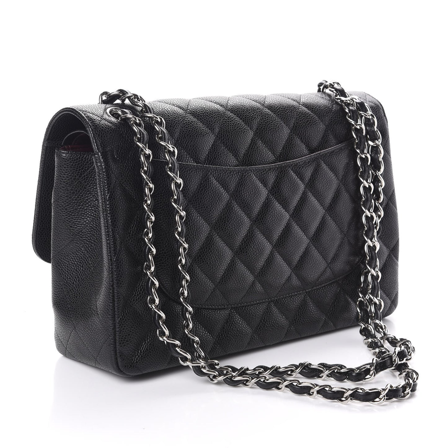 Caviar Quilted Jumbo Double Flap Black