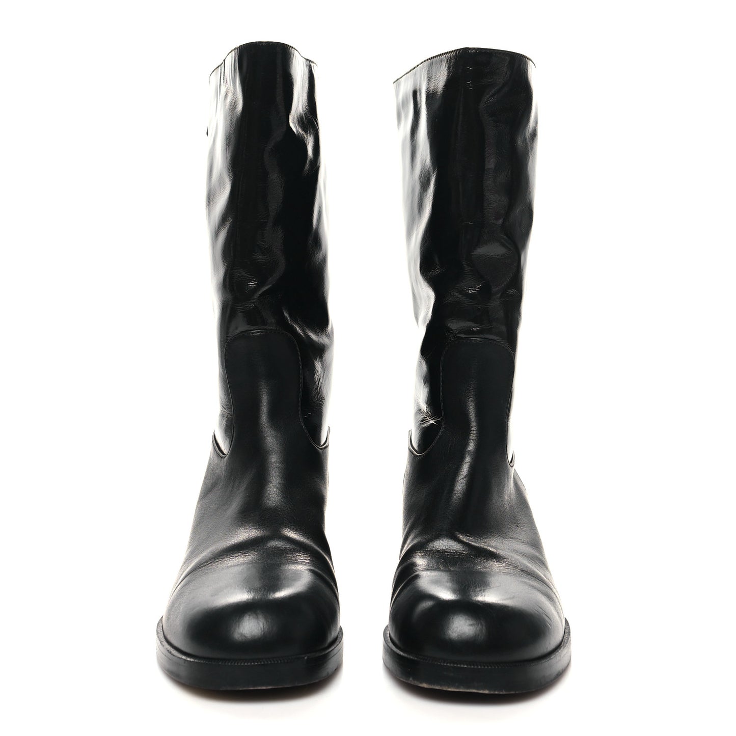 Shiny Calfskin CC Mid Calf Boots 37 Black
