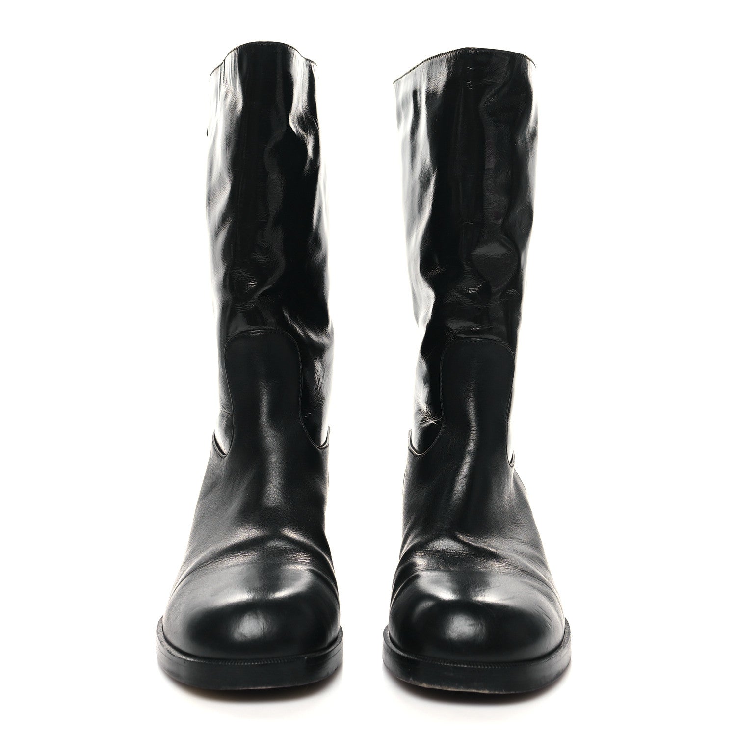 Chanel Shiny Calfskin CC Mid Calf Boots 37 Black 2 of 7