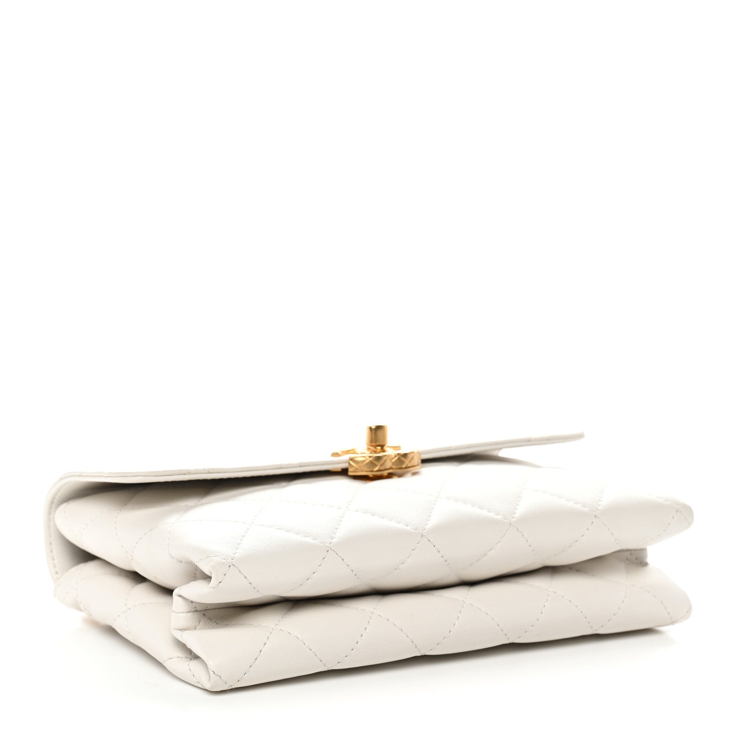 Chanel Lambskin Quilted Chain Bar Top Handle Flap White 4 of 10