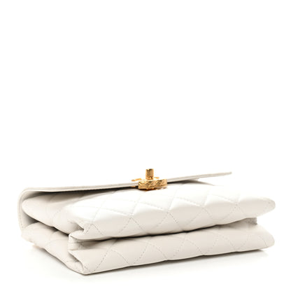 Chanel Lambskin Quilted Chain Bar Top Handle Flap White 4 of 10