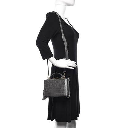 MCM Calfskin Crocodile Embossed Small Berlin Crossbody Charcoal 2 of 11