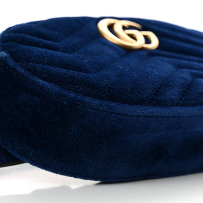 Gucci Velvet Matelasse GG Marmont Belt Bag Cobalt Blue 9 of 10