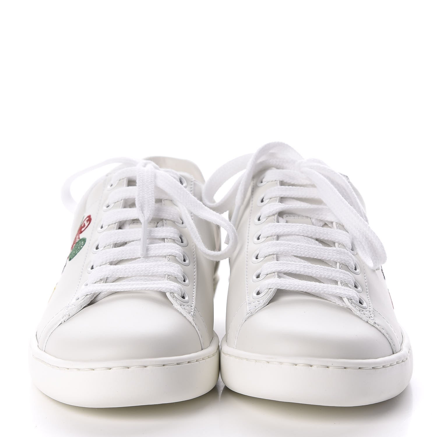 Gucci Calfskin Miro Soft Tennis Embroidered Womens Ace Sneakers 35 White Rio Blue 3 of 8