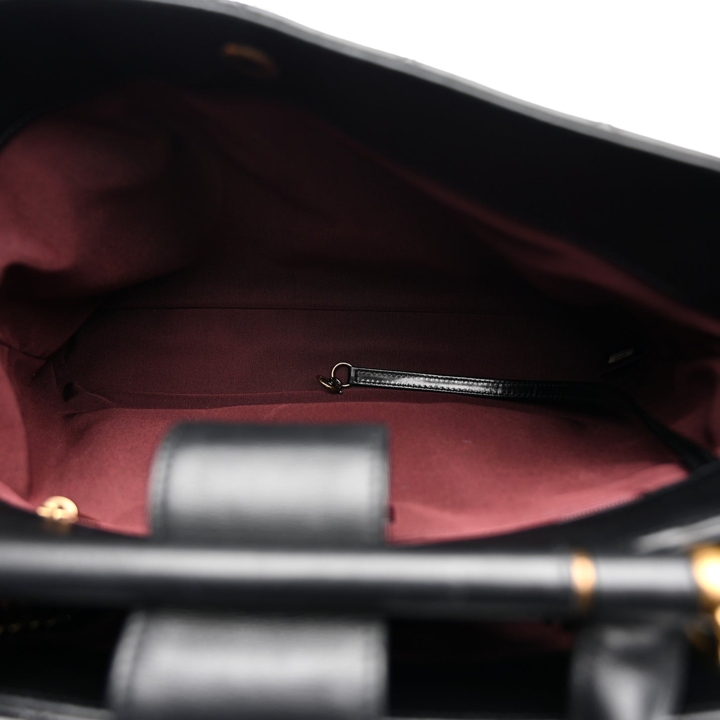 Glazed Calfskin Quilted Gold Bar Tote Black