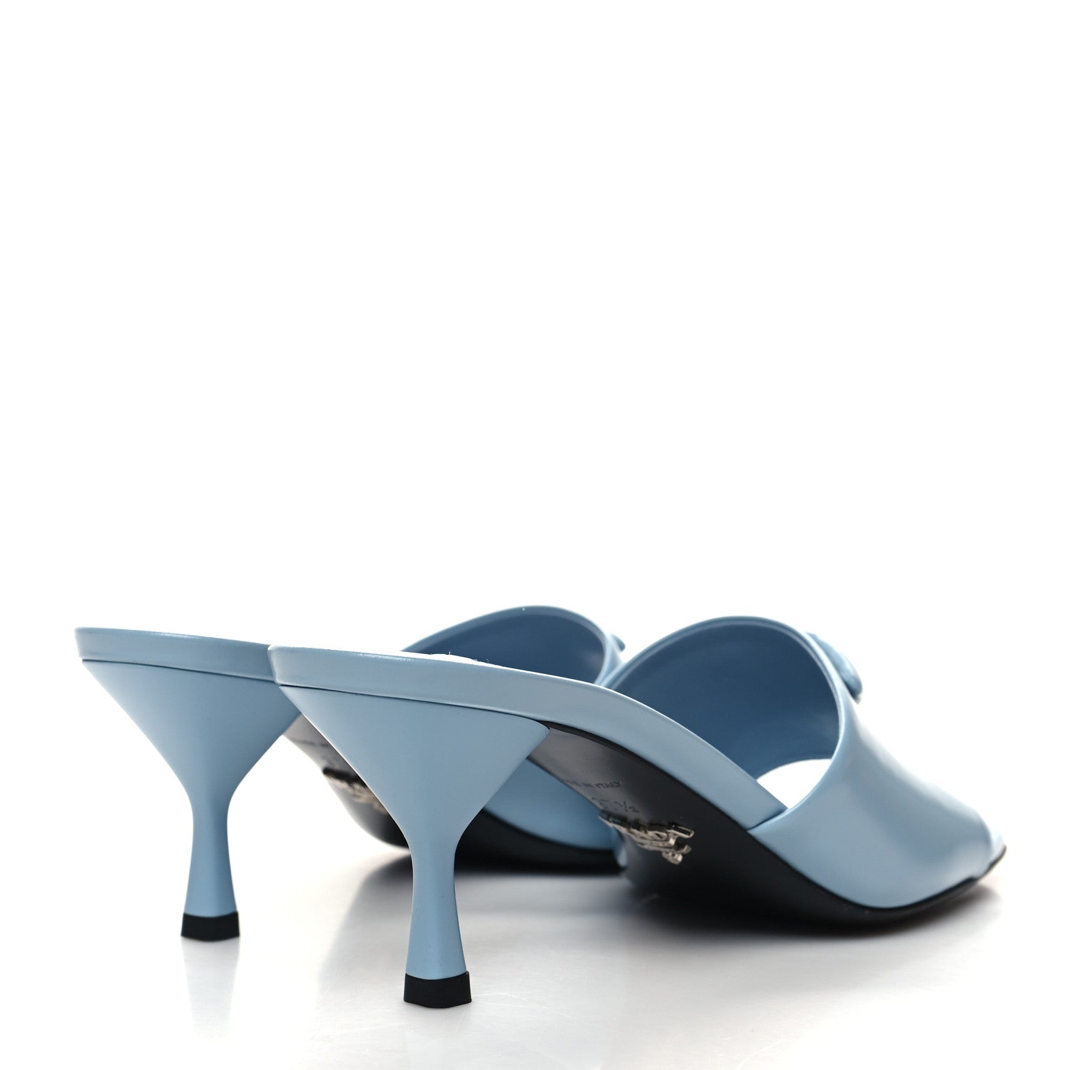 Prada Spazzolato Triangle Logo 65mm Slide Sandals 37.5 Celeste 4 of 7