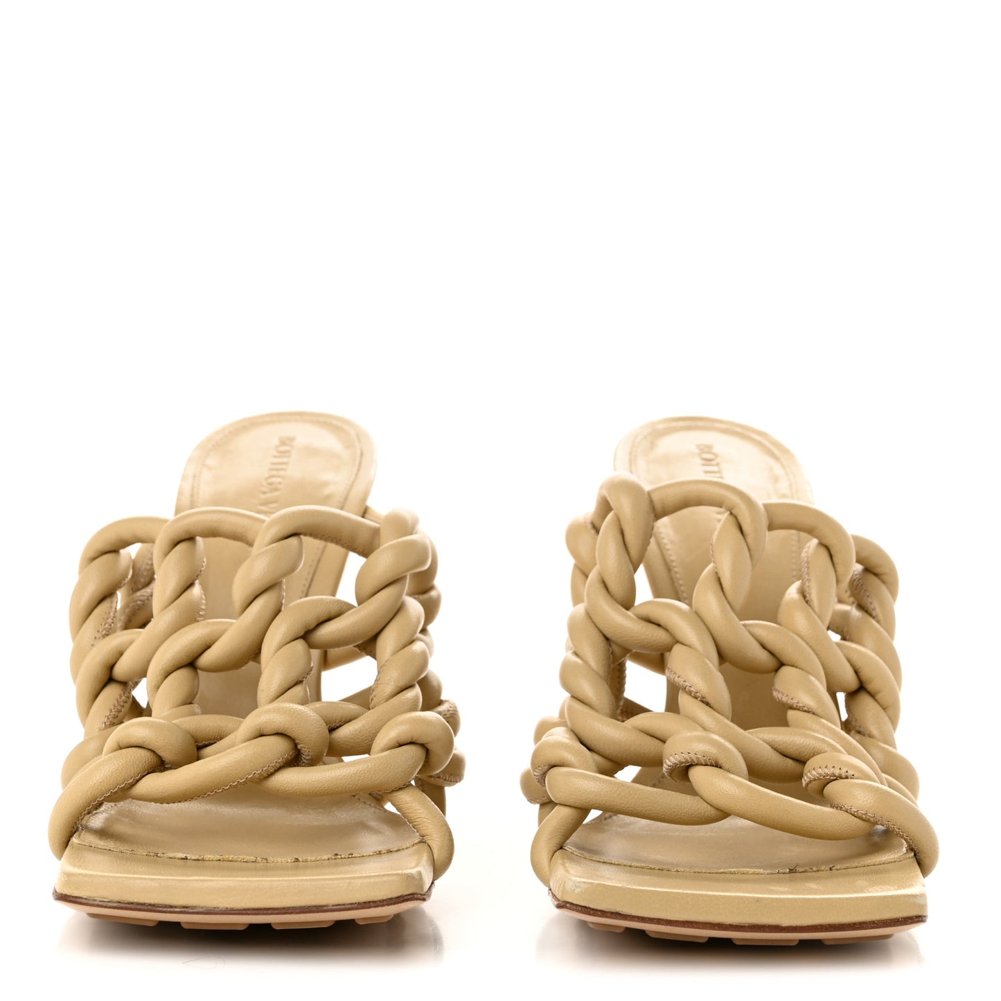 Nappa Weave Stretch Mule Sandals 37 Cane Sugar
