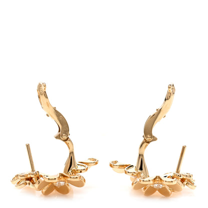 Van Cleef & Arpels 18K Yellow Gold Diamond Mini Frivole 3 Flowers Earrings 3 of 5