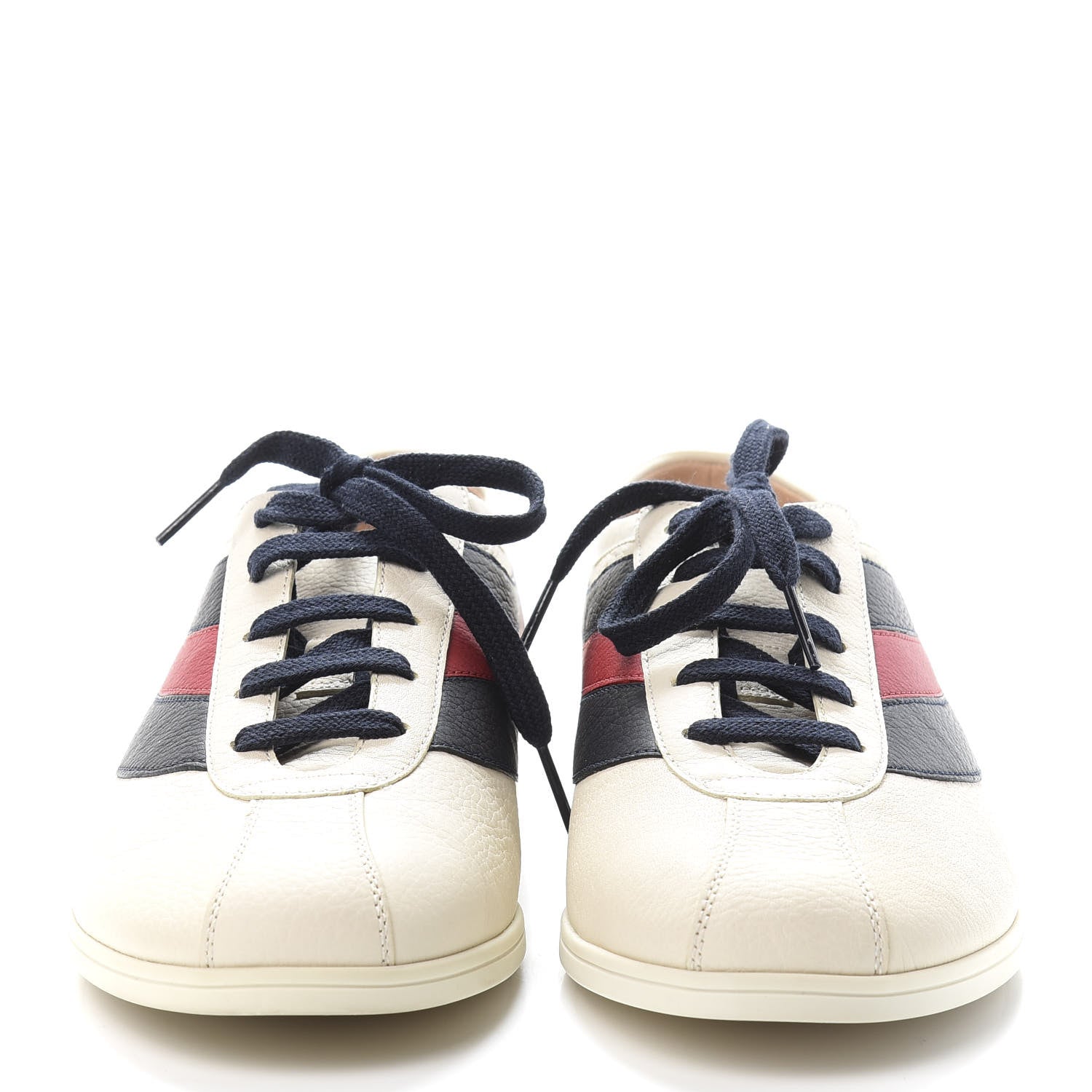 Gucci Calfskin Mens Web Falacer Sneakers 7.5 White Blue 2 of 10