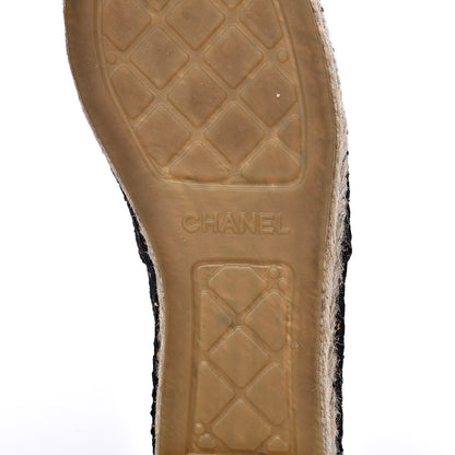 Chanel Metallic Tweed Grosgrain CC Espadrilles 39 Black Gold 8 of 11