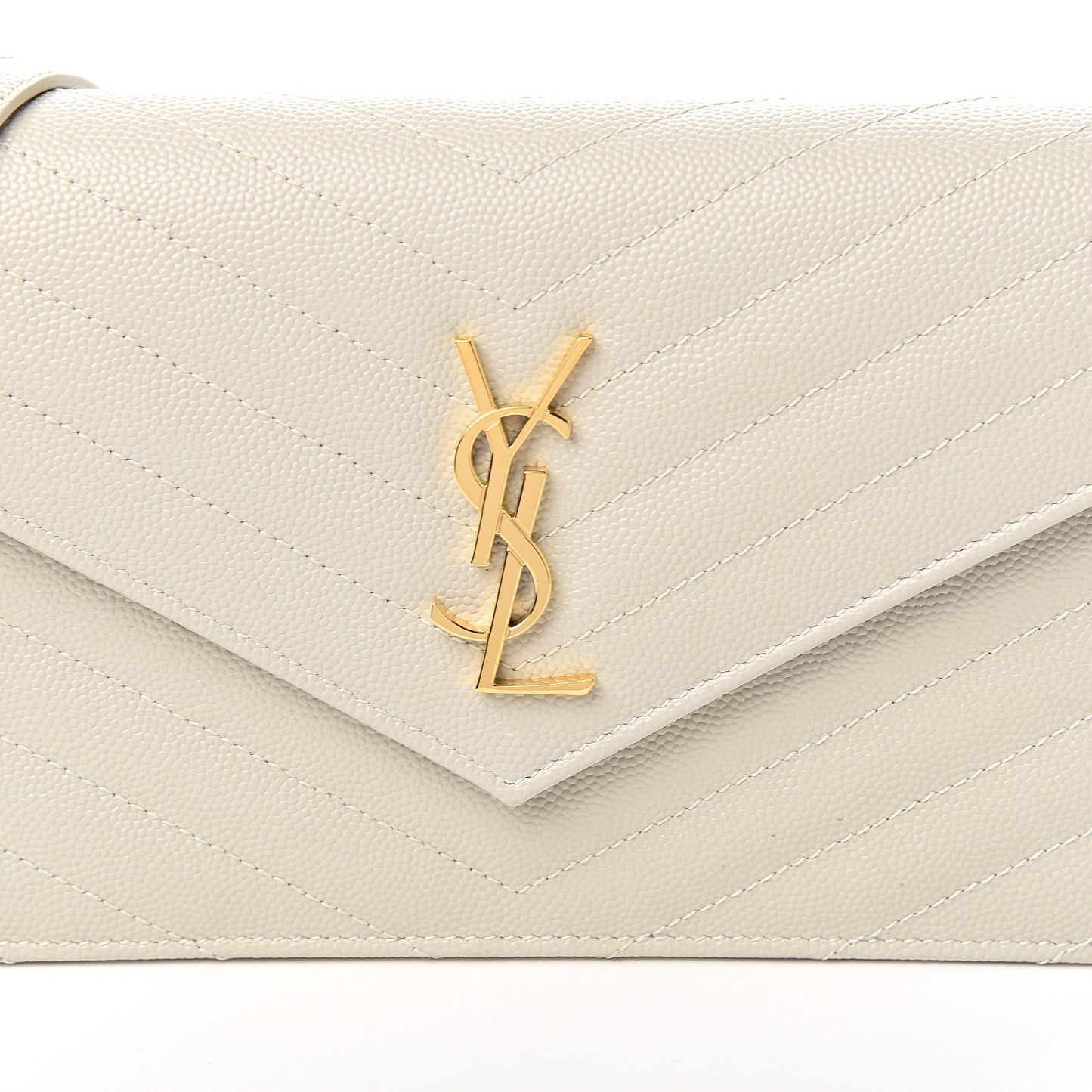 Grain De Poudre Matelasse Chevron Monogram Envelope Chain Wallet Porcellana