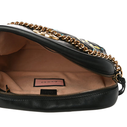 Gucci Calfskin Matelasse GucciGhost Medium GG Marmont Chain Shoulder Bag Black New Acquamarine 5 of 10