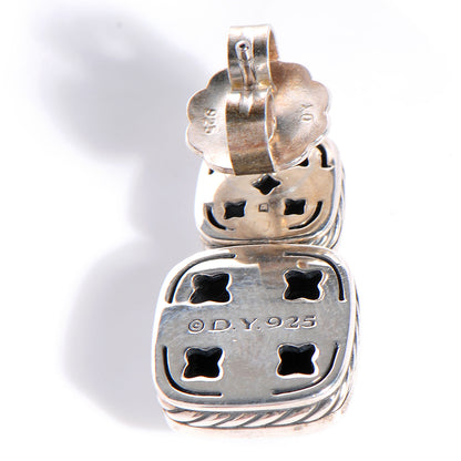 David Yurman Sterling Silver Onyx Drop Chiclet Earrings 4 of 5