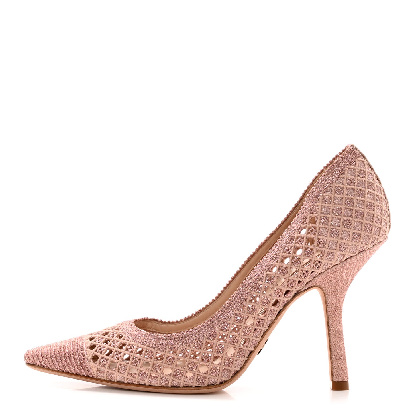 Lurex Cannage Embroidered Dior Capture 100mm Pumps 38 Rose Des Vents
