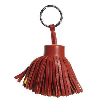 Hermes Lambskin Bi-Color Carmen Tassel Key Holder Brique Soleil 1 of 5