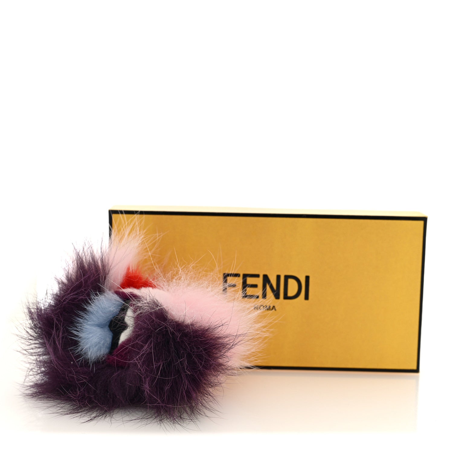 Fendi Fox Mink Rabbit Fur Vitello Flamingo Mini Monster Bag Bug Charm Pink Purple Multicolor 4 of 4