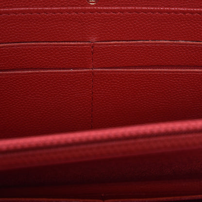 Chanel Caviar Camellia Embossed Zip Around Large Gusset Wallet Red 3 of 11