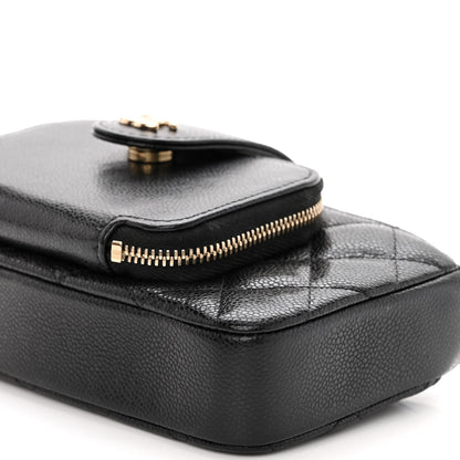 Chanel Caviar Quilted Phone Holder With Chain Black 10 of 10