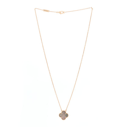 Van Cleef & Arpels 18K Rose Gold Gray Mother of Pearl Vintage Alhambra Pendant Necklace 2 of 5