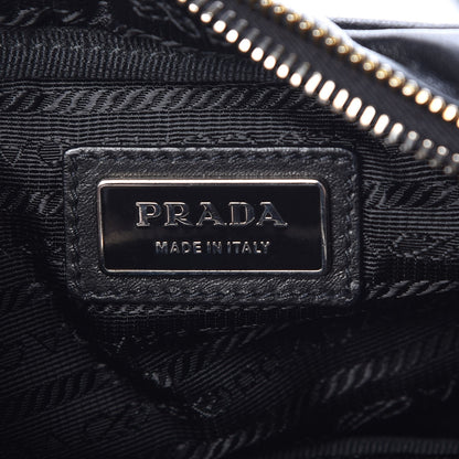Prada Glace Calfskin Zippers Bow Clutch Black 6 of 9