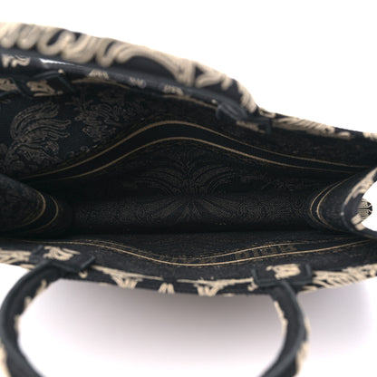 Christian Dior Canvas Embroidered Large Ornamental Cornely Effect Book Tote Black Beige 5 of 11