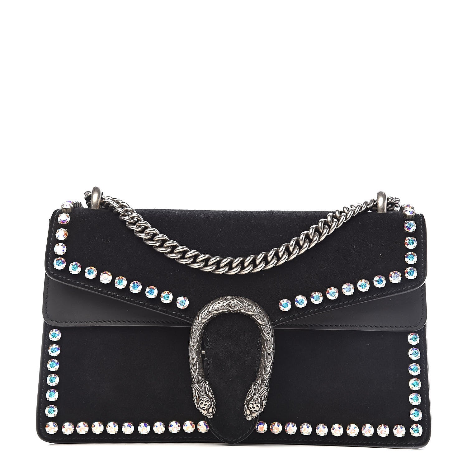 Gucci Suede Crystal Small Dionysus Shoulder Bag Black 1 of 12