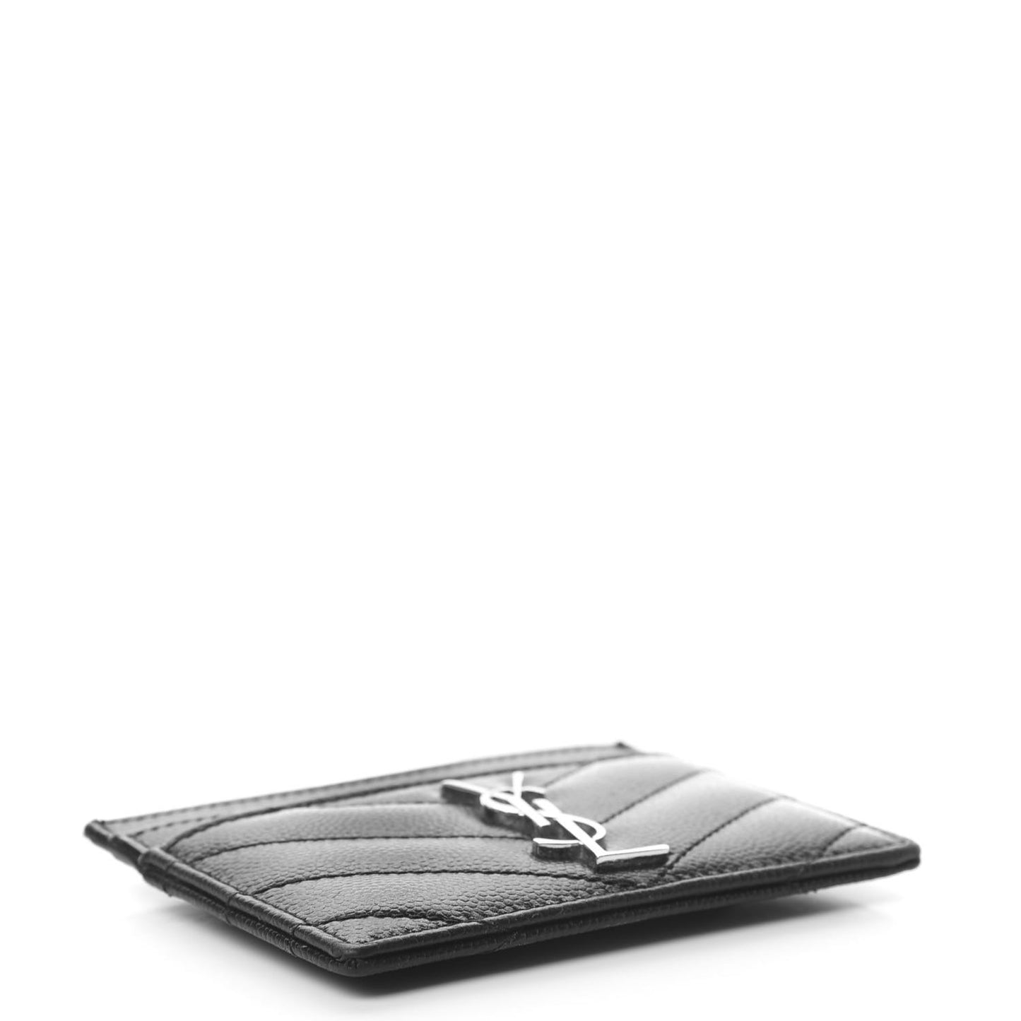 Grain De Poudre Matelasse Chevron Monogram Credit Card Case Black