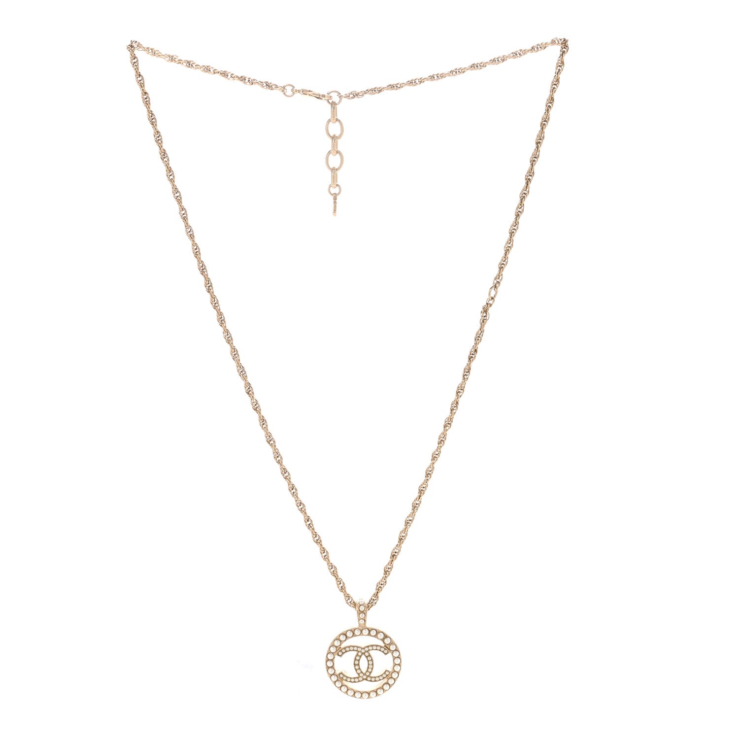 Chanel Pearl CC Round Pendant Necklace Gold 3 of 7