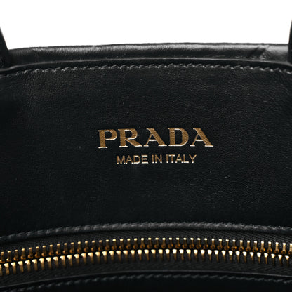 Prada Soft Calfskin Triangolo Symbole Embossed Small Tote Black 6 of 9