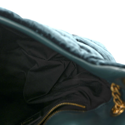 Saint Laurent Velvet Y Quilted Monogram Small Loulou Chain Satchel Dark Green 5 of 9