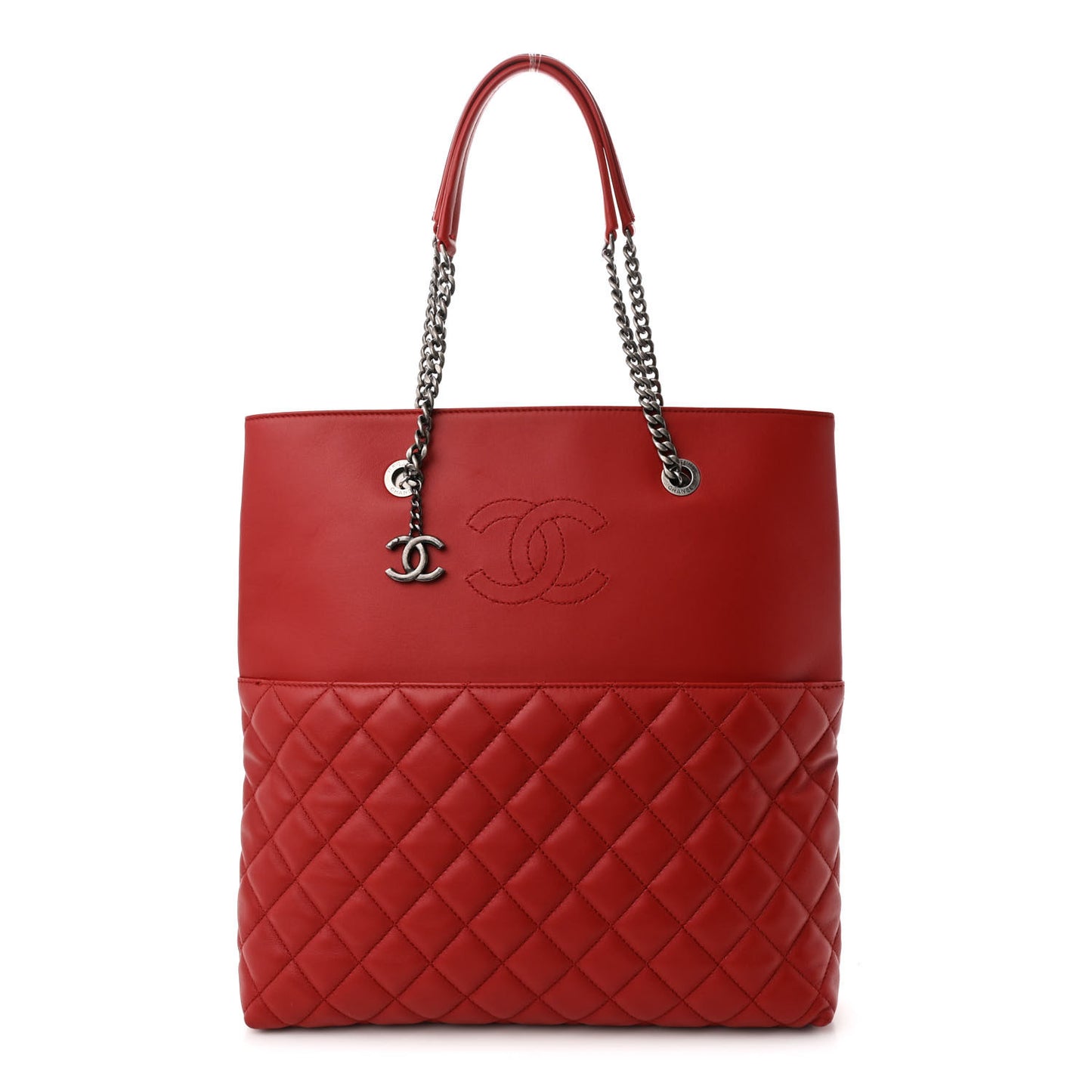 Lambskin Quilted Urban Delight Tote Red