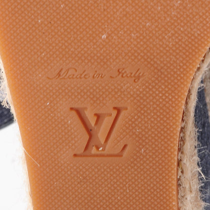 Louis Vuitton Monogram Denim Formentera Wedge Pumps 8.5 Grand Blue 7 of 9