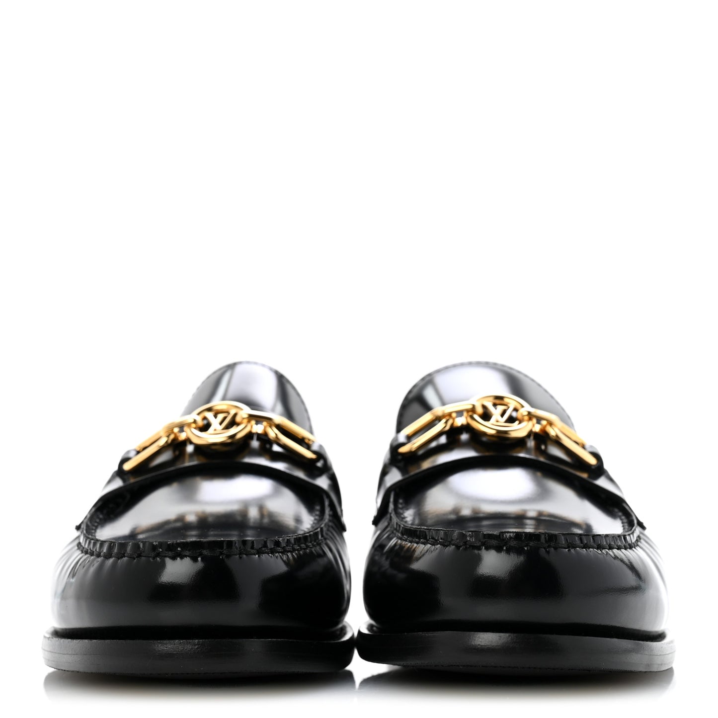 Glazed Calfskin Chess Flat Loafer 41 Black